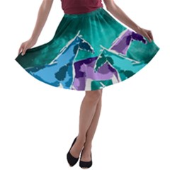  Horses Under A Galaxy A-line Skater Skirt by DanaeStudio