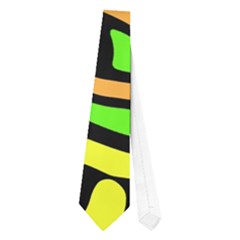 Yellow, Green And Oragne Abstract Art Neckties (one Side)  by Valentinaart