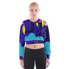 Walking On The Clouds  Women s Cropped Sweatshirt by Valentinaart