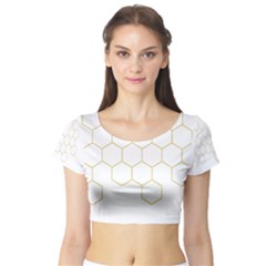 Honeycomb Pattern Graphic Design Short Sleeve Crop Top (tight Fit) by picsaspassion