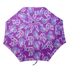 Cute Violet Elephants Pattern Folding Umbrellas by DanaeStudio