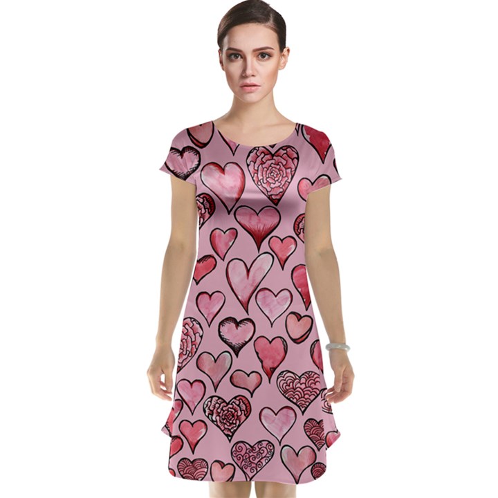 Artistic Valentine Hearts Cap Sleeve Nightdress