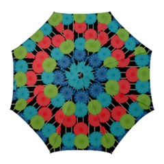 Vibrant Retro Pattern Golf Umbrellas by DanaeStudio