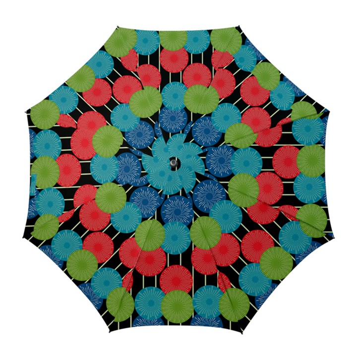 Vibrant Retro Pattern Golf Umbrellas