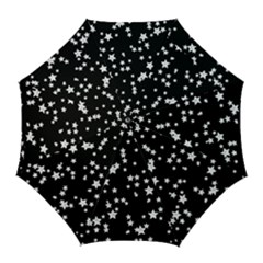 Black And White Starry Pattern Golf Umbrellas by DanaeStudio