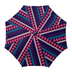 Purple And Pink Retro Geometric Pattern Golf Umbrellas by DanaeStudio