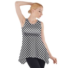 Sports Racing Chess Squares Black White Side Drop Tank Tunic by EDDArt