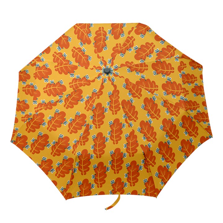 Bugs Eat Autumn Leaf Pattern Folding Umbrellas