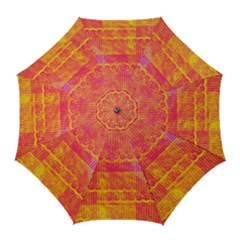 Yello And Magenta Lace Texture Golf Umbrellas by DanaeStudio