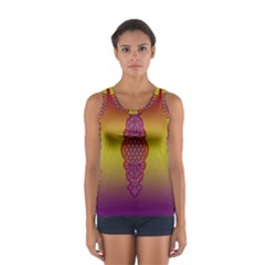 Flower Of Life Vintage Gold Ornaments Red Purple Olive Women s Sport Tank Top  by EDDArt