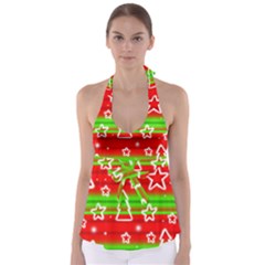 Christmas Pattern Babydoll Tankini Top by Valentinaart