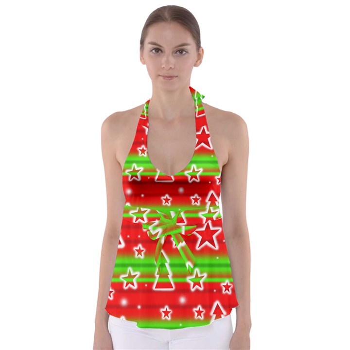 Christmas pattern Babydoll Tankini Top