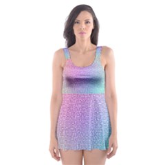 Rainbow Colorful Grid Skater Dress Swimsuit by designworld65