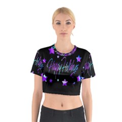 Happy Holidays 6 Cotton Crop Top by Valentinaart