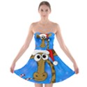 Xmas giraffe - blue Strapless Bra Top Dress View1