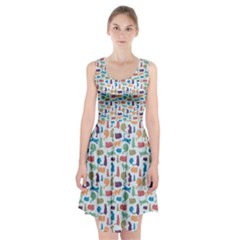 Blue Colorful Cats Silhouettes Pattern Racerback Midi Dress by Contest580383