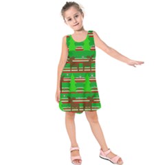 Christmas Trees And Reindeer Pattern Kids  Sleeveless Dress by Valentinaart