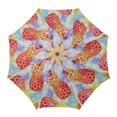 Colorful Pineapples Over A Blue Background Golf Umbrellas by DanaeStudio