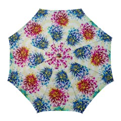 Colorful Dahlias Golf Umbrellas by DanaeStudio