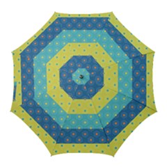 Hexagon And Stripes Pattern Golf Umbrellas by DanaeStudio