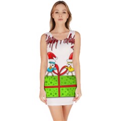 Cute Xmas Birds Sleeveless Bodycon Dress by Valentinaart