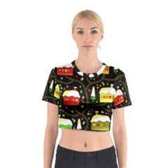 Winter  Night  Cotton Crop Top by Valentinaart