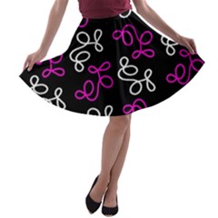 Elegance - Magenta  A-line Skater Skirt by Valentinaart