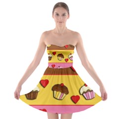 Love Cupcakes Strapless Bra Top Dress by Valentinaart