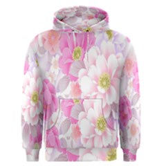 Cute Pink Flower Pattern  Men s Pullover Hoodie by Brittlevirginclothing