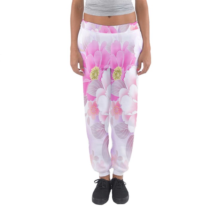 Cute Pink Flower Pattern  Women s Jogger Sweatpants