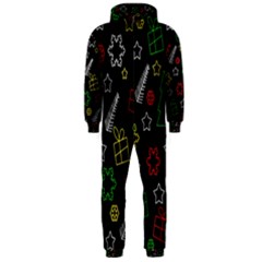 Colorful Xmas Pattern Hooded Jumpsuit (men)  by Valentinaart