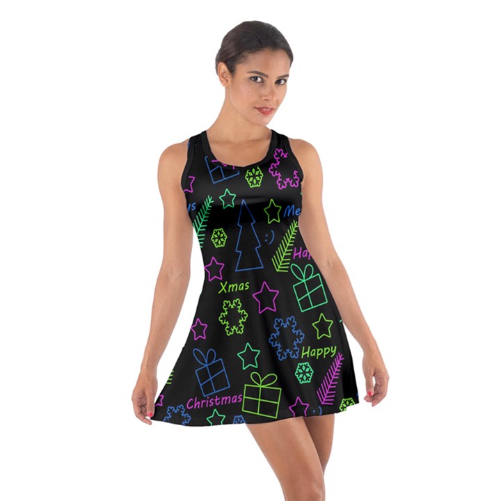 Decorative Xmas pattern Cotton Racerback Dress