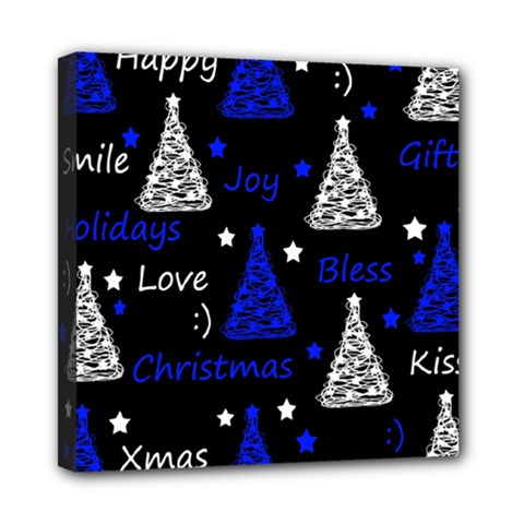 New Year Pattern - Blue Mini Canvas 8  X 8  by Valentinaart