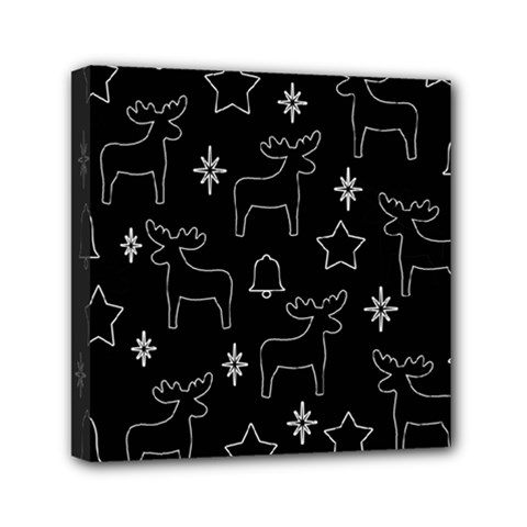 Black Xmas Pattern Mini Canvas 6  X 6  by Valentinaart