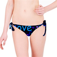 Blue Love Pattern Bikini Bottom by Valentinaart