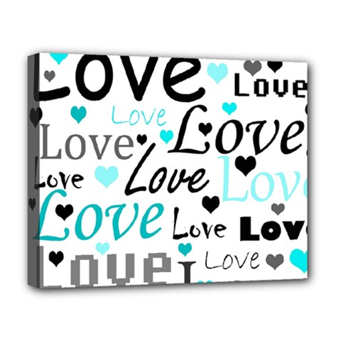 Love Pattern - Cyan Deluxe Canvas 20  X 16   by Valentinaart