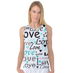 Love Pattern - Cyan Women s Basketball Tank Top by Valentinaart