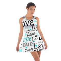 Love Pattern - Cyan Cotton Racerback Dress by Valentinaart