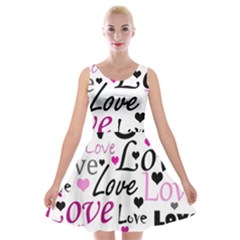 Love Pattern - Magenta Velvet Skater Dress by Valentinaart