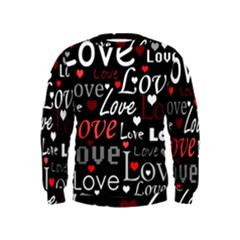 Red Love Pattern Kids  Sweatshirt by Valentinaart