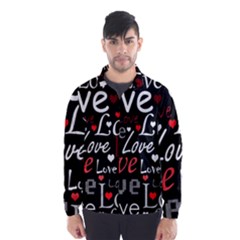 Red Love Pattern Wind Breaker (men) by Valentinaart