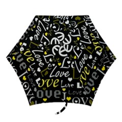 Yellow Love Pattern Mini Folding Umbrellas by Valentinaart