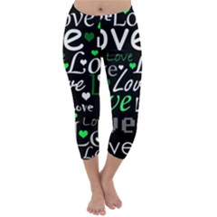 Green Valentine s Day Pattern Capri Winter Leggings  by Valentinaart