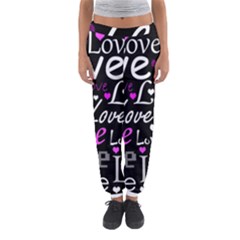 Valentine s Day Pattern - Purple Women s Jogger Sweatpants by Valentinaart