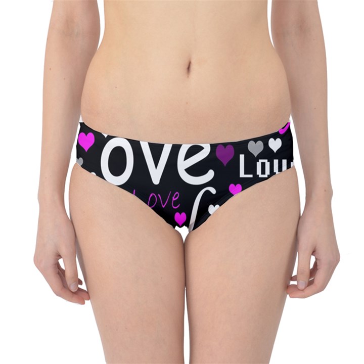 Valentine s day pattern - purple Hipster Bikini Bottoms