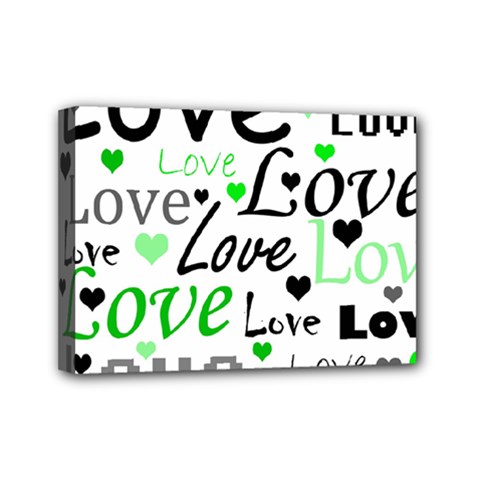 Green  Valentine s Day Pattern Mini Canvas 7  X 5  by Valentinaart