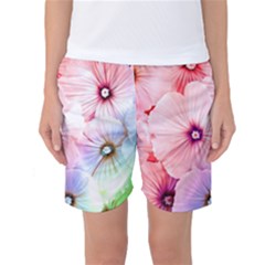 Rainbow Flower Women s Basketball Shorts by Brittlevirginclothing