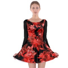 Red Flower  Long Sleeve Skater Dress by Brittlevirginclothing