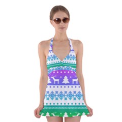 Cute Rainbow Bohemian Halter Swimsuit Dress by Brittlevirginclothing