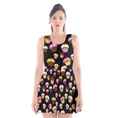 Jammy Cupcakes Pattern Scoop Neck Skater Dress by Valentinaart